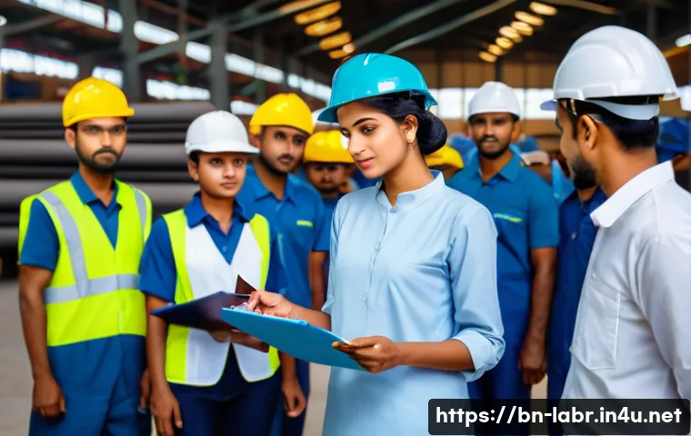 노동법 개정에 따른 노무사 역할 변화 - A professional workplace scene in Bangladesh showing a female compliance officer wearing modest busi...
